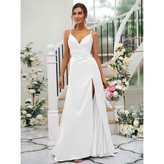 Beautiful Ruched V-neck Sleeveless Bridesmaid Dresses
