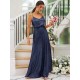 Modern Ruched Sequins Straps Sleeveless Bridesmaid Dresses