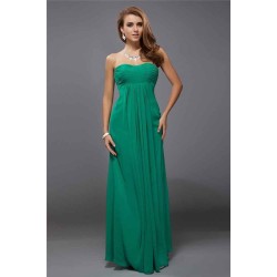 Charming Strapless Sleeveless Ruffles Long Chiffon Bridesmaid Dresses