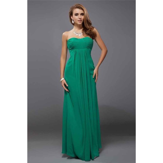 Charming Strapless Sleeveless Ruffles Long Chiffon Bridesmaid Dresses
