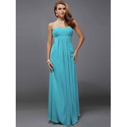 Charming Strapless Sleeveless Ruffles Long Chiffon Bridesmaid Dresses