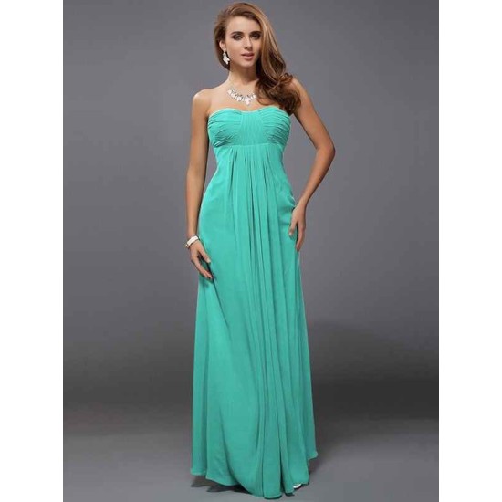 Charming Strapless Sleeveless Ruffles Long Chiffon Bridesmaid Dresses