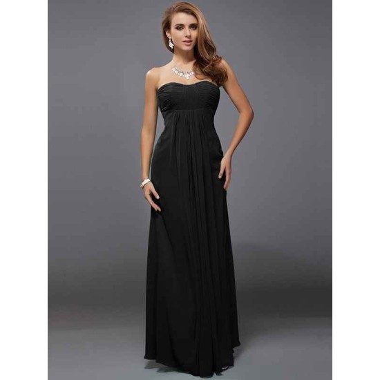 Charming Strapless Sleeveless Ruffles Long Chiffon Bridesmaid Dresses