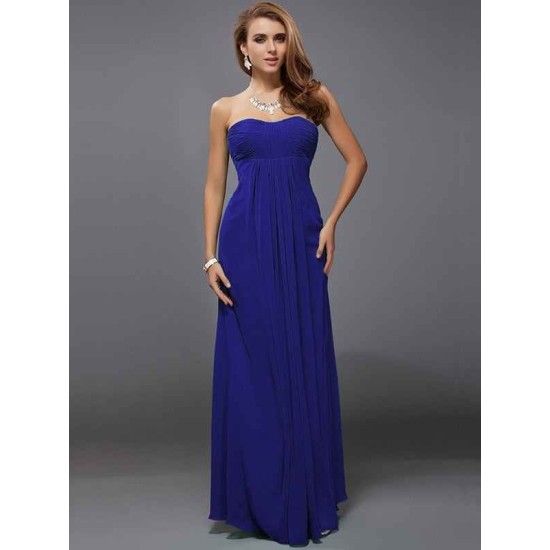 Charming Strapless Sleeveless Ruffles Long Chiffon Bridesmaid Dresses