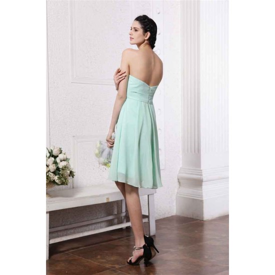 Charming Strapless Sleeveless Pleats Short Chiffon Bridesmaid Dresses