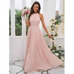 Amazing Chiffon Ruffles Halter Sleeveless Bridesmaid Dresses