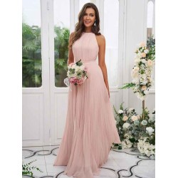 Amazing Chiffon Ruffles Halter Sleeveless Bridesmaid Dresses