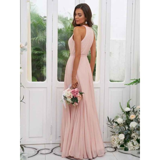 Amazing Chiffon Ruffles Halter Sleeveless Bridesmaid Dresses