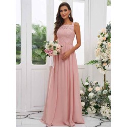 Amazing Chiffon Applique Square Sleeveless Bridesmaid Dresses