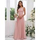 Amazing Chiffon Applique Square Sleeveless Bridesmaid Dresses