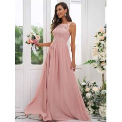 Amazing Chiffon Applique Square Sleeveless Bridesmaid Dresses