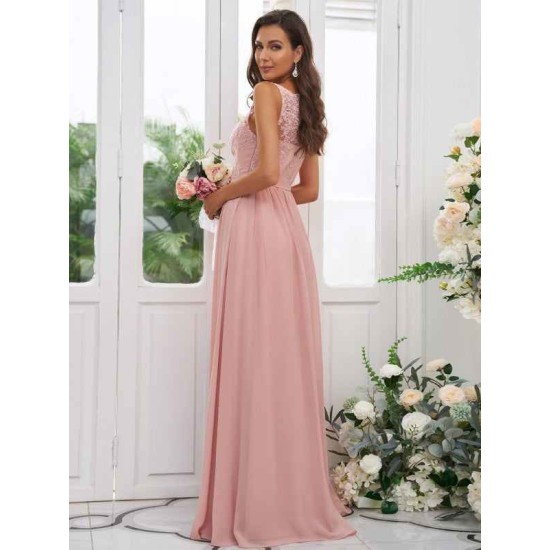 Amazing Chiffon Applique Square Sleeveless Bridesmaid Dresses