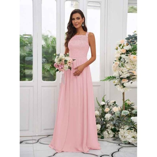 Amazing Chiffon Applique Square Sleeveless Bridesmaid Dresses