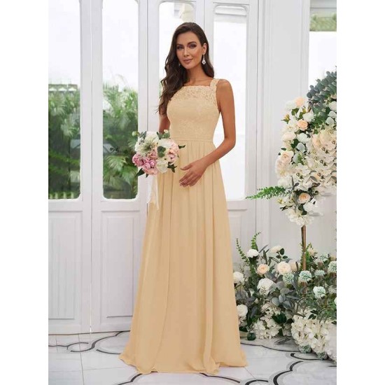Amazing Chiffon Applique Square Sleeveless Bridesmaid Dresses