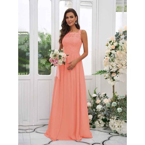 Amazing Chiffon Applique Square Sleeveless Bridesmaid Dresses