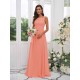 Amazing Chiffon Applique Square Sleeveless Bridesmaid Dresses