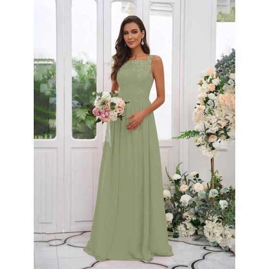 Amazing Chiffon Applique Square Sleeveless Bridesmaid Dresses