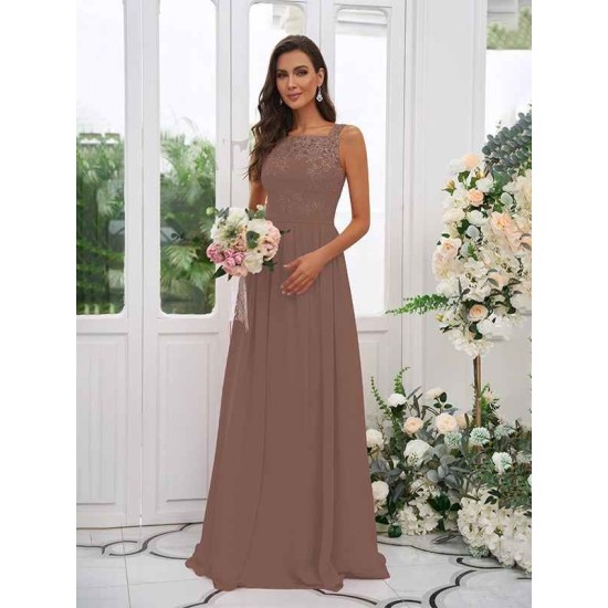 Amazing Chiffon Applique Square Sleeveless Bridesmaid Dresses