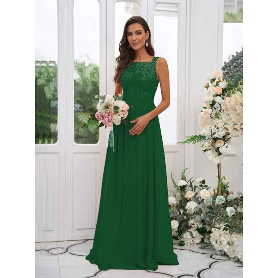 Amazing Chiffon Applique Square Sleeveless Bridesmaid Dresses