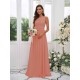 Amazing Chiffon Applique Square Sleeveless Bridesmaid Dresses