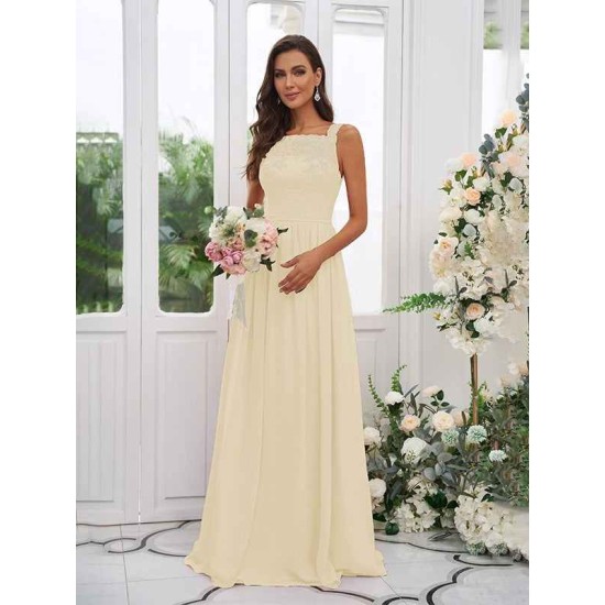 Amazing Chiffon Applique Square Sleeveless Bridesmaid Dresses