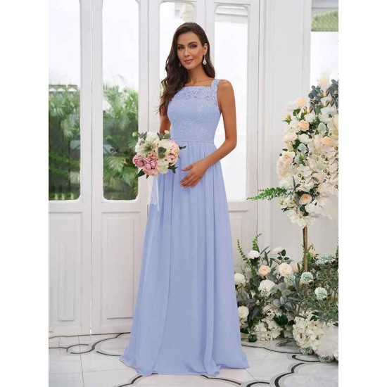 Amazing Chiffon Applique Square Sleeveless Bridesmaid Dresses