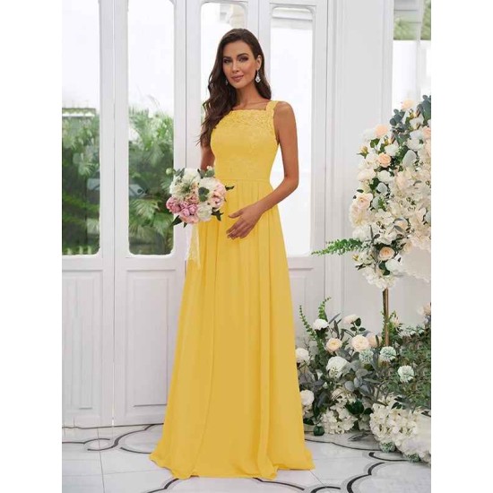 Amazing Chiffon Applique Square Sleeveless Bridesmaid Dresses