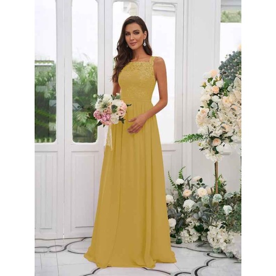 Amazing Chiffon Applique Square Sleeveless Bridesmaid Dresses