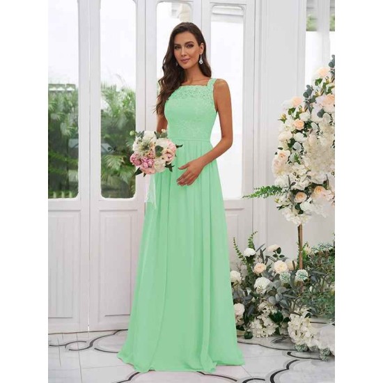 Amazing Chiffon Applique Square Sleeveless Bridesmaid Dresses