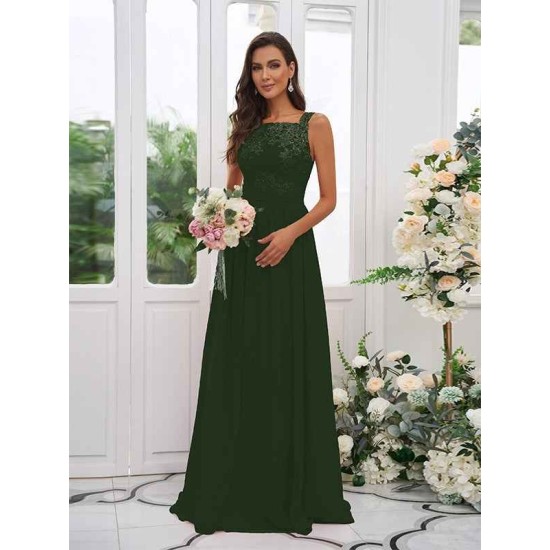Amazing Chiffon Applique Square Sleeveless Bridesmaid Dresses