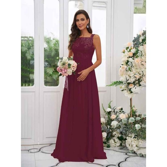 Amazing Chiffon Applique Square Sleeveless Bridesmaid Dresses