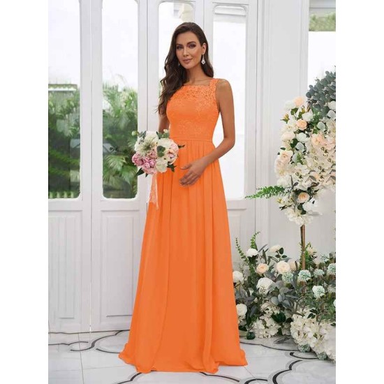 Amazing Chiffon Applique Square Sleeveless Bridesmaid Dresses