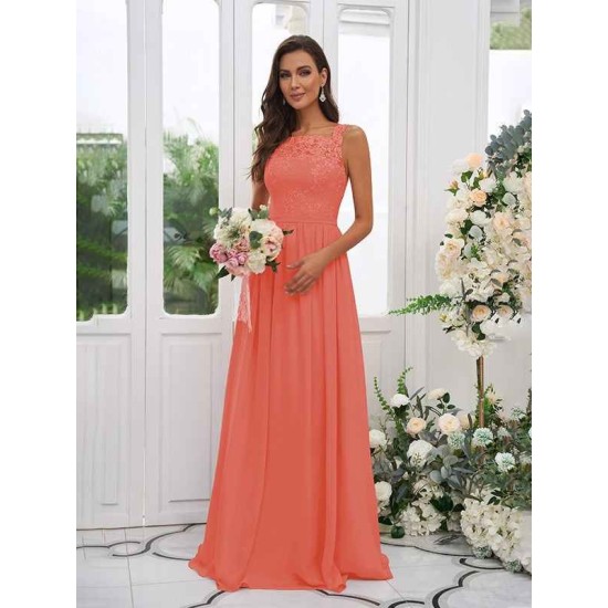 Amazing Chiffon Applique Square Sleeveless Bridesmaid Dresses