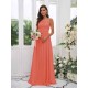 Amazing Chiffon Applique Square Sleeveless Bridesmaid Dresses