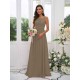 Amazing Chiffon Applique Square Sleeveless Bridesmaid Dresses