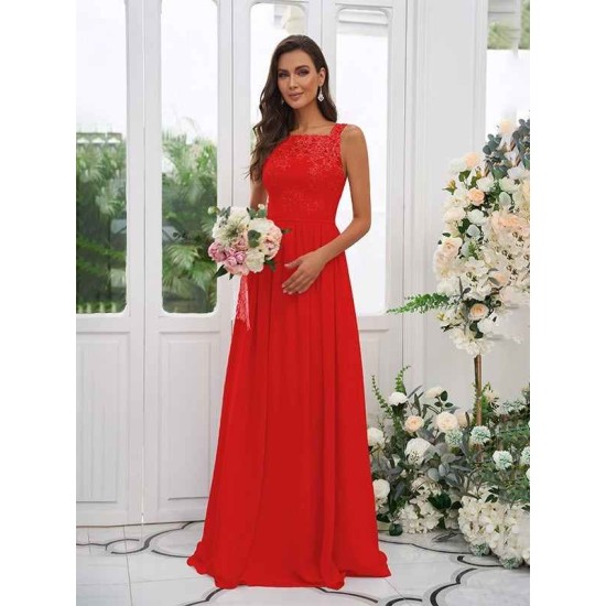 Amazing Chiffon Applique Square Sleeveless Bridesmaid Dresses
