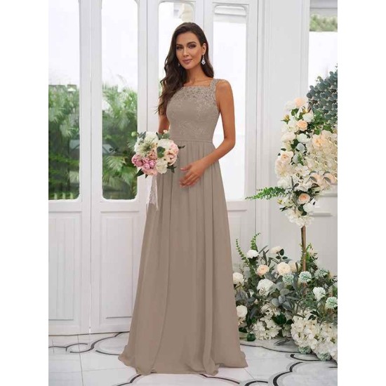 Amazing Chiffon Applique Square Sleeveless Bridesmaid Dresses