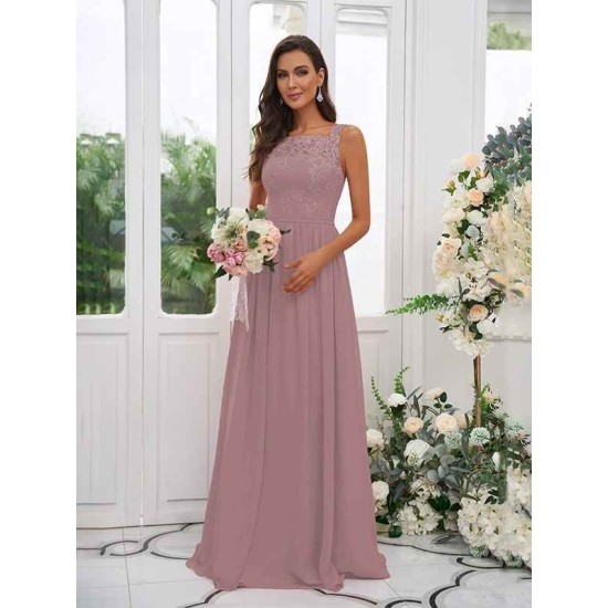 Amazing Chiffon Applique Square Sleeveless Bridesmaid Dresses
