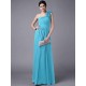 Classy Sleeveless One Shoulders Pleats Long Chiffon Bridesmaid Dresses