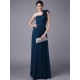 Classy Sleeveless One Shoulders Pleats Long Chiffon Bridesmaid Dresses