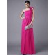 Classy Sleeveless One Shoulders Pleats Long Chiffon Bridesmaid Dresses