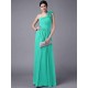 Classy Sleeveless One Shoulders Pleats Long Chiffon Bridesmaid Dresses