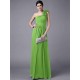 Classy Sleeveless One Shoulders Pleats Long Chiffon Bridesmaid Dresses