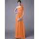 Classy Sleeveless One Shoulders Pleats Long Chiffon Bridesmaid Dresses