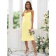 Beautiful Ruched Spaghetti Straps Sleeveless Tea-Length Bridesmaid Dresses