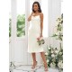 Beautiful Ruched Spaghetti Straps Sleeveless Tea-Length Bridesmaid Dresses