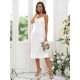 Beautiful Ruched Spaghetti Straps Sleeveless Tea-Length Bridesmaid Dresses