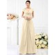 V-Neck Elegant Pleats Short Sleeves Long Chiffon Bridesmaid Dresses