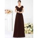 V-Neck Elegant Pleats Short Sleeves Long Chiffon Bridesmaid Dresses