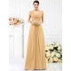 V-Neck Elegant Pleats Short Sleeves Long Chiffon Bridesmaid Dresses